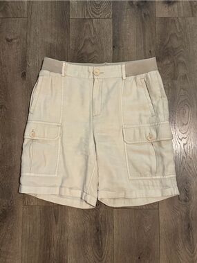 Soft Surroundings Pali Cargo Bermuda Shorts Womens Medium Cream  Shorts